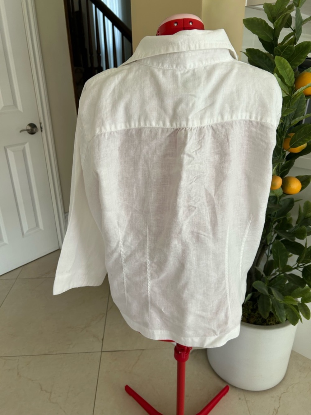 Chicos size 3 Women’s White 100%  Linen Button-Front Jacket - Picture 7 of 7